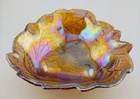 Vintage Indiana Glass Amber Amethyst Carnival Loganberry Candy Dish Irridescent
