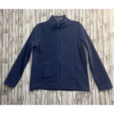 Cabelas Womens Full Zip Fleece Jacket Navy Blue Size Medium Outdoor Warm