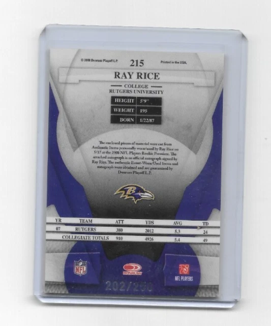 Freshman Fabric Materials Auto Ray Rice 202/250 ROJO Paralelo - CUERVOS Foto 2 de 2