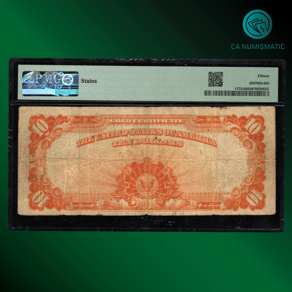 FR.1173 1922 $10 Dollars Gold Certificate, HILLEGAS NOTE, PCGS 15, 91772 - Image 2 of 2