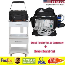 Dental Unit with Air Compressor Suction System 3 Way Syringe 410W Rolling Cart