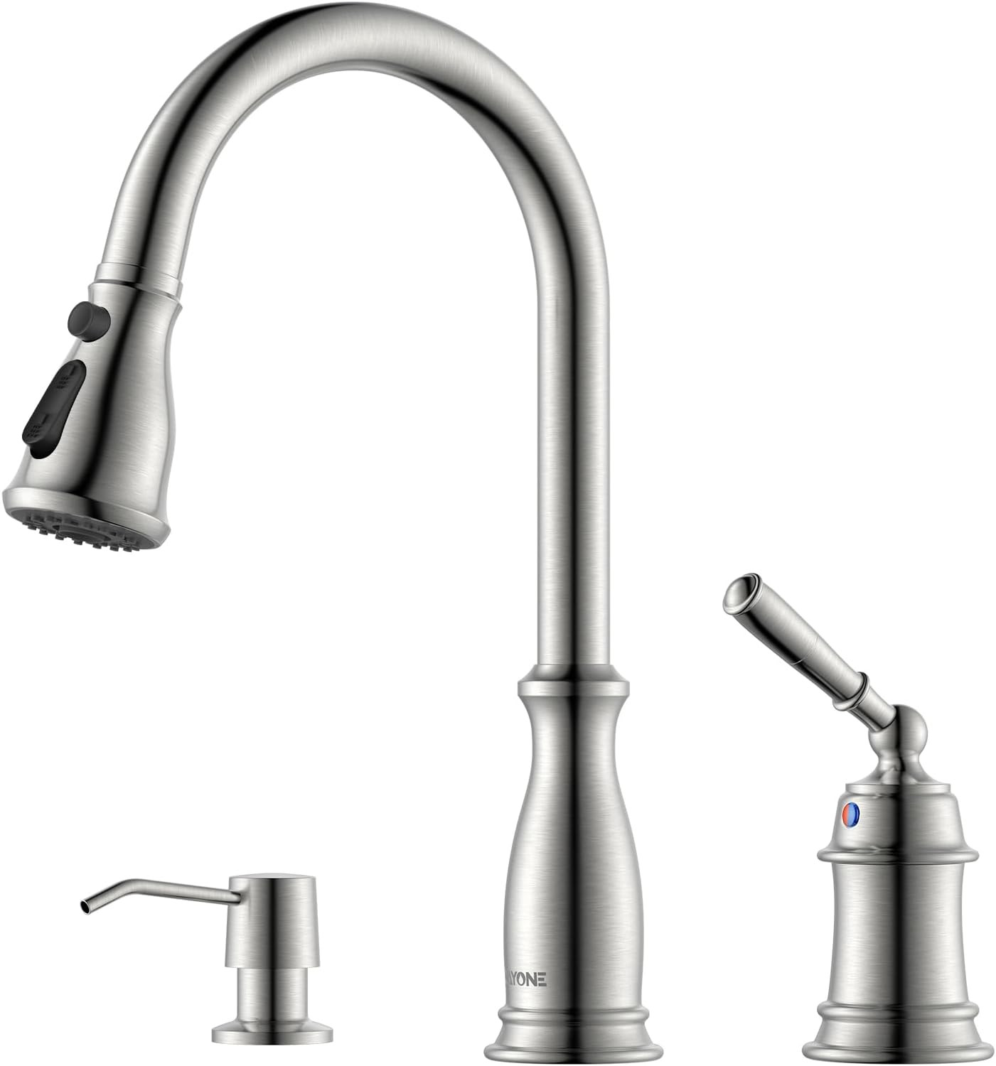 With Pull Down Sprayer And Soap Dispenser, 2 Holes