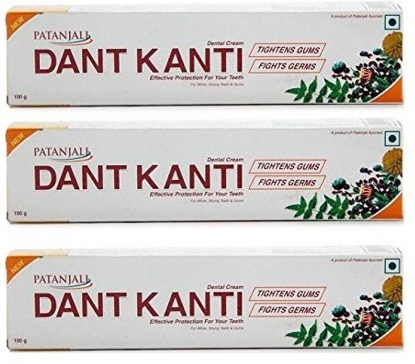 3 Pack Patanjali Dant Kanti Herbal Toothpaste 100g Each | Ayurvedic Dental Care