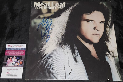 MEAT LOAF SIGNED BLIND BEFORE I STOP 1986 LP RECORD UK JSA COA BAT OUT OF HELL