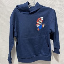 Super Mario Blue Hoodie Sweatshirt Size 4/5 New