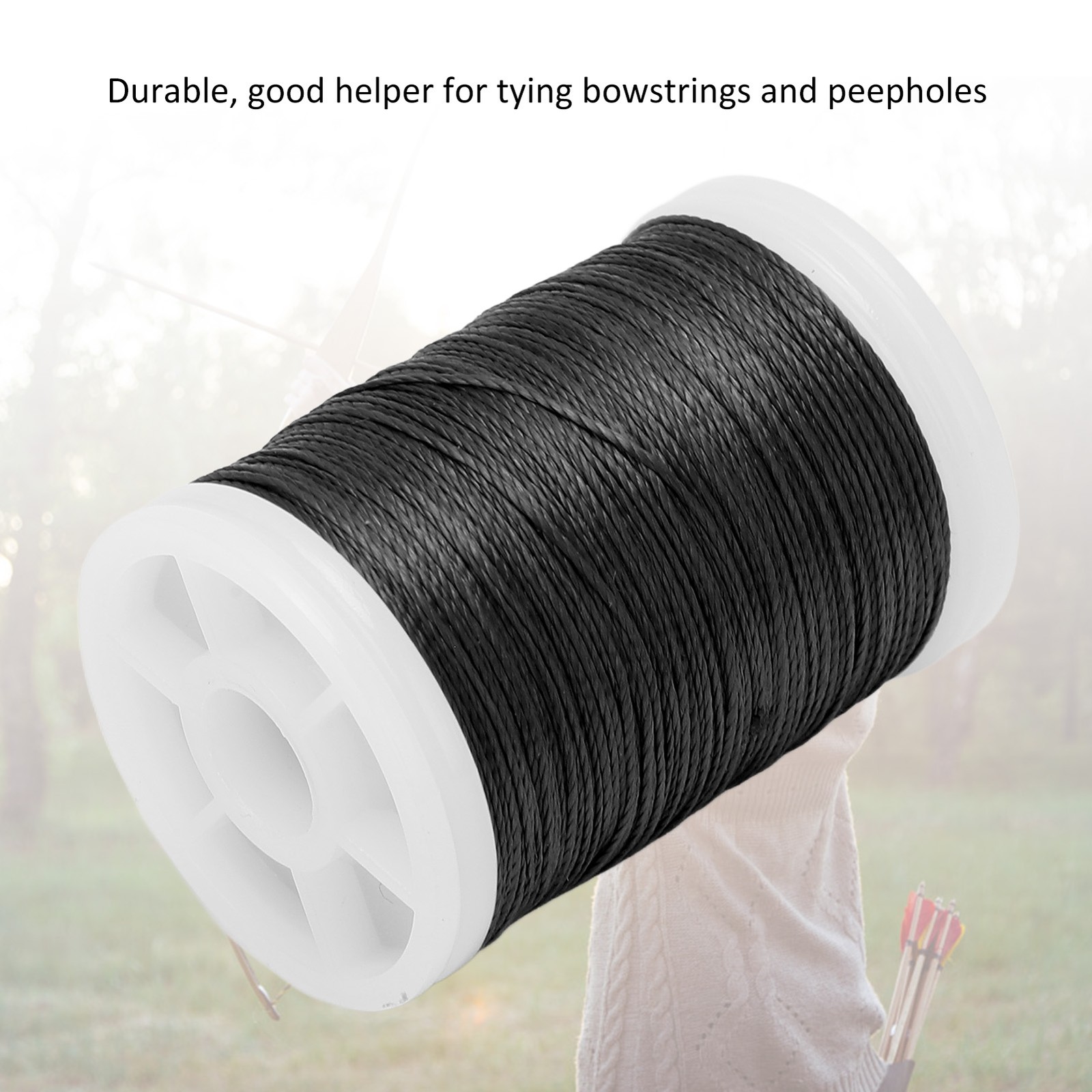 (Black)Archery Serving Thread Bowstring Material For Tying Peep Sight Nock EC