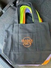 Trader Joe's Mini Halloween Canvas Tote Bag Black limited edition