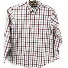 NAUTICA Men's XL Plaid Long Sleeve Wrinkle Resistant Shirt Bit Trimmer