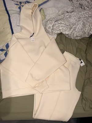 Primark Edit Women's Ivory Sweatsuit Set Hoodie & Pants Elastic Waist Size M