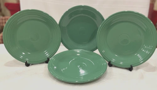 Set of 4 New Fiesta Classic 10-1/2" Dinner Plates in Meadow Green.