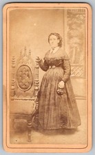 Antique CDV Circa 1870s J.C. Cahoon Lady In Dress Jackson Ohio