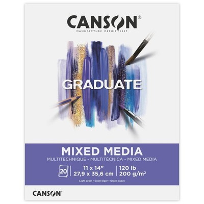 Canson Graduate Mixed Media Pad, Foldover, 11x14 inch, White Paper 