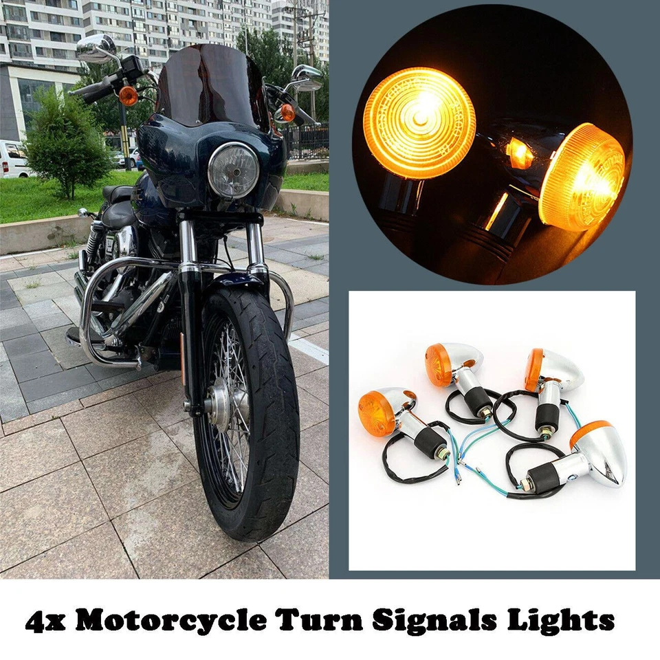 4 Pcs All Motorcycle Turn Signal Lights For Harley-Davidson Bad Boy 1995-1997 - Image 3 of 4