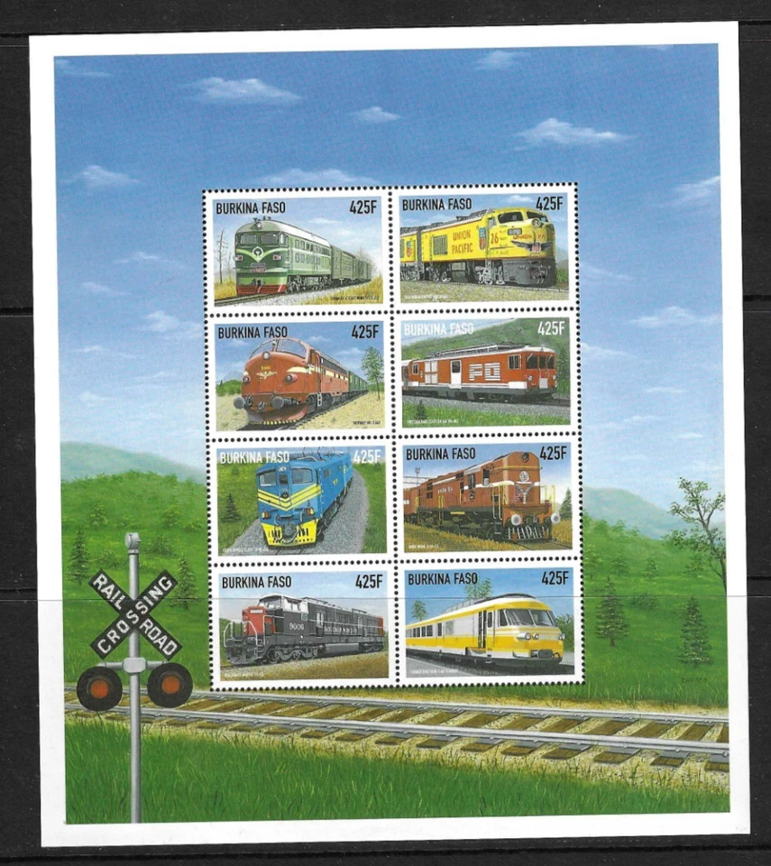 Поезда и локомотивы Burkina Faso SC NO 1121a-h и 1122a-h. Как новые без наклеек и следов - Изображение 2 из 2