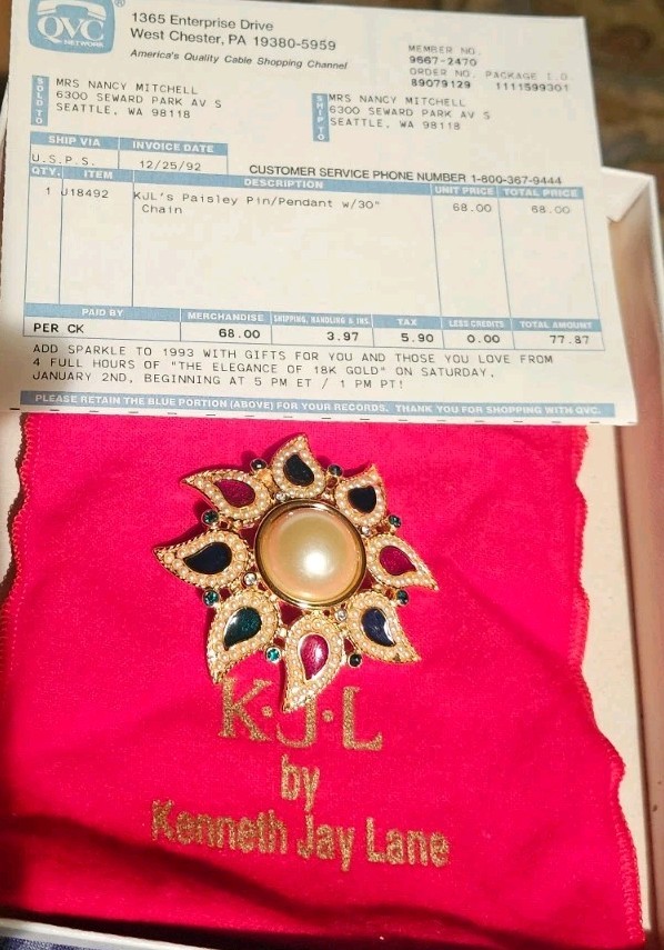 Vtg Kenneth Jay Lane KJL Multicolor Enamel Pearl … - image 3