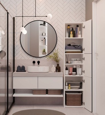 Badezimmerschrank Felix 40cm Breit | Schlanke Bauform 3 Türen | 5 Farbvarianten