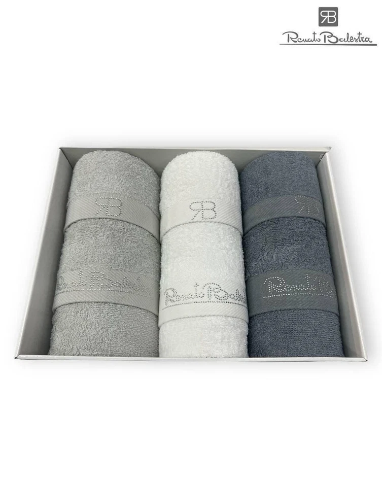 Set Asciugamani Bagno Renato Balestra 3+3 Viso Ospite Spugna 100% Cotone