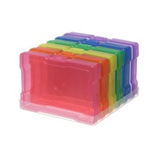 6 Pack 4 x6 Photo Storage Boxes Multi-Colored Plastic Organizer Cases with...