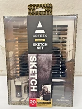 20 PC Artist Sketch Set w/ Charcoal Pencils Sketch Pad Blending Tools (11119RK)