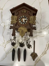 Vintage West Germany Cuckoo clock with Leaves - No top- Needs a little work