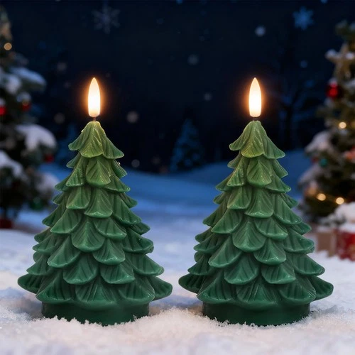 Lasumora Flameless Christmas Tree Candles 6H Timer, Green - product listing photo