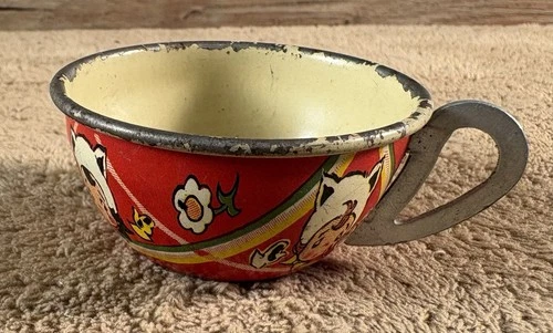 vintage Tin Litho Childrens Play Teacup Ohio Art Co #107