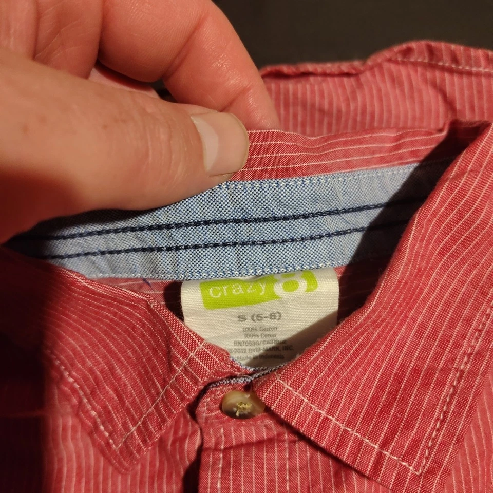Camisa Crazy8 Crazy 8 roja a cuadros perla abotonada a presión para niños jóvenes - Talla S 5/6 Foto 2 de 4