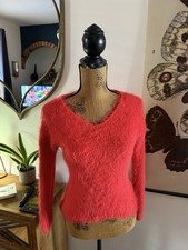 Atmosphere Red Fluffy V Necked Jumper Size S. Super Soft.