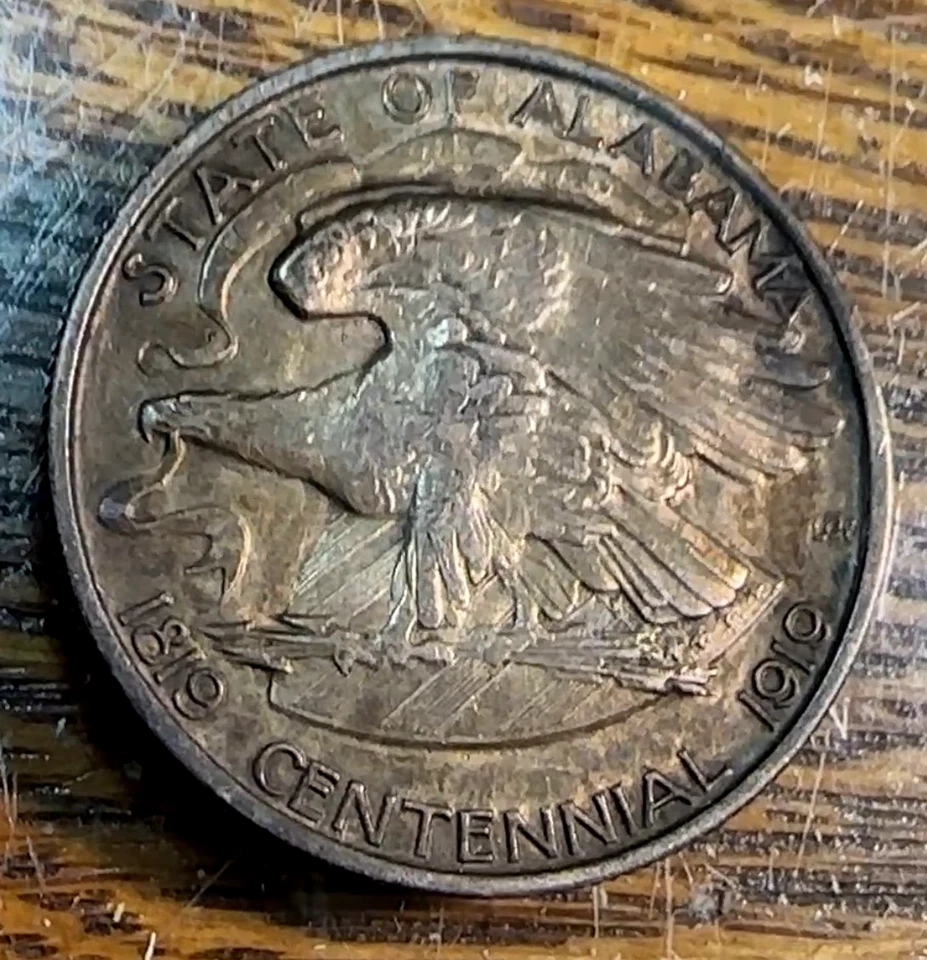 1921 Alabama Half Dollar Super Original Very Choice AU Deep Gold Patina CHRC - Image 2 of 2