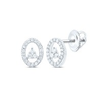10K WeißGold Original Diamant Damen 7Mm Dreieck In Oval Ohrstecker 1/6 Karat