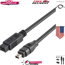 Plug and Play FireWire Cable 9 Pin to 4 Pin - 6 Feet for High-Speed Data Needs