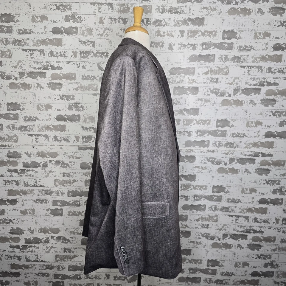 Oak Hill мужской большой и высокий серый бархатный блейзер 2 кнопки двойной вентиляционные отверстия 4XL размер 60 длиной - Изображение 3 из 4
