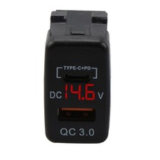 Type C PD Dual USB Car Charger Socket Power Adapter LED Voltmeter For Toyota N