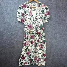Vintage SL Fashions Dress Womens 10 Secretary 80s Garden Party Romantic Cottage