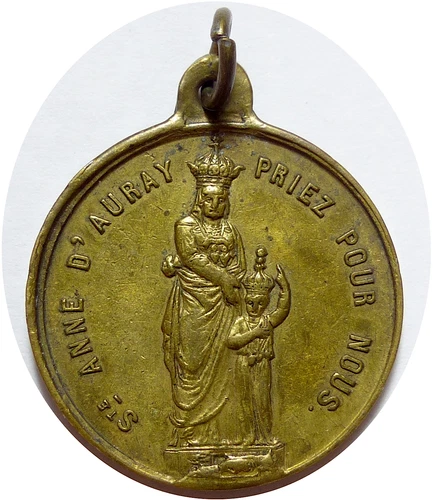Religious Medal Saint Anne of Auray pray for us Caritas