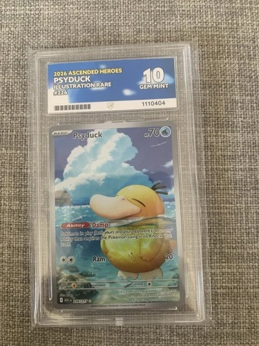 Pokémon TCG Psyduck 226/217 Ascended Heroes IR Foil English Ace 10 Graded