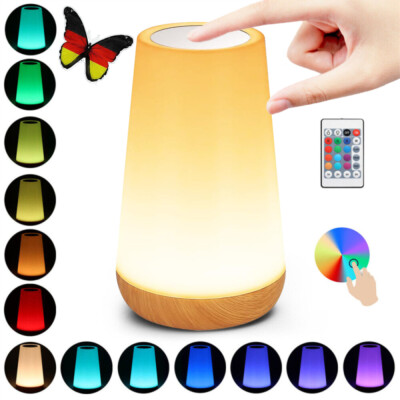 LED Nachttischlampe Nachtlicht Touch Dimmbar RGB Atmosphäre Tischlampe Akku USB