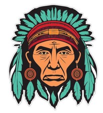 Native American Indian with headdress head dress Sticker Stickers A992