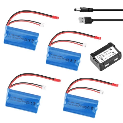 HONGJIE 4 Stück 7,4V 1500mAh Li-Ion Akku Universal JST Stecker für RC Auto Hubschrauber