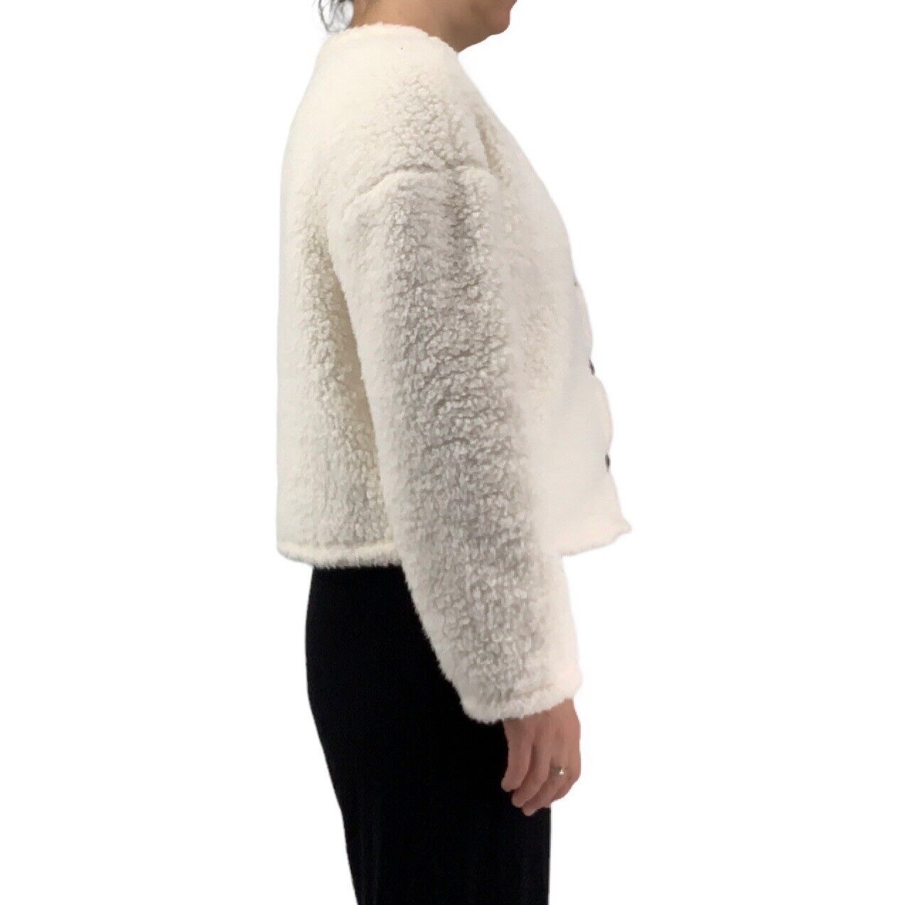 White teddy cardigan sweater Francescas Harmony H… - image 3