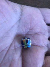 Native American Navajo Pandora Beads Edwin Kin Lge MultiStone Turq Charm Zuni