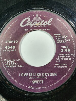 Sweet Love is like Oxygen / Cover Girl - Capitol Records 1978 GOOD F8
