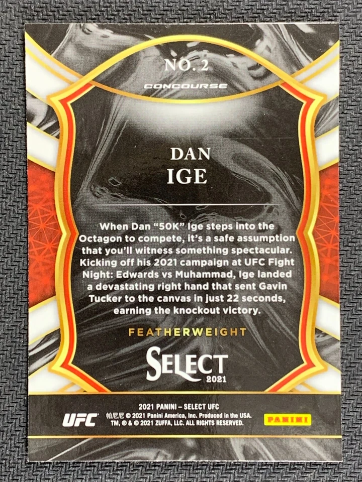 Dan Ige #2 Mixed Martial Arts 2021 Concourse Panini Select UFC  - Image 2 of 2