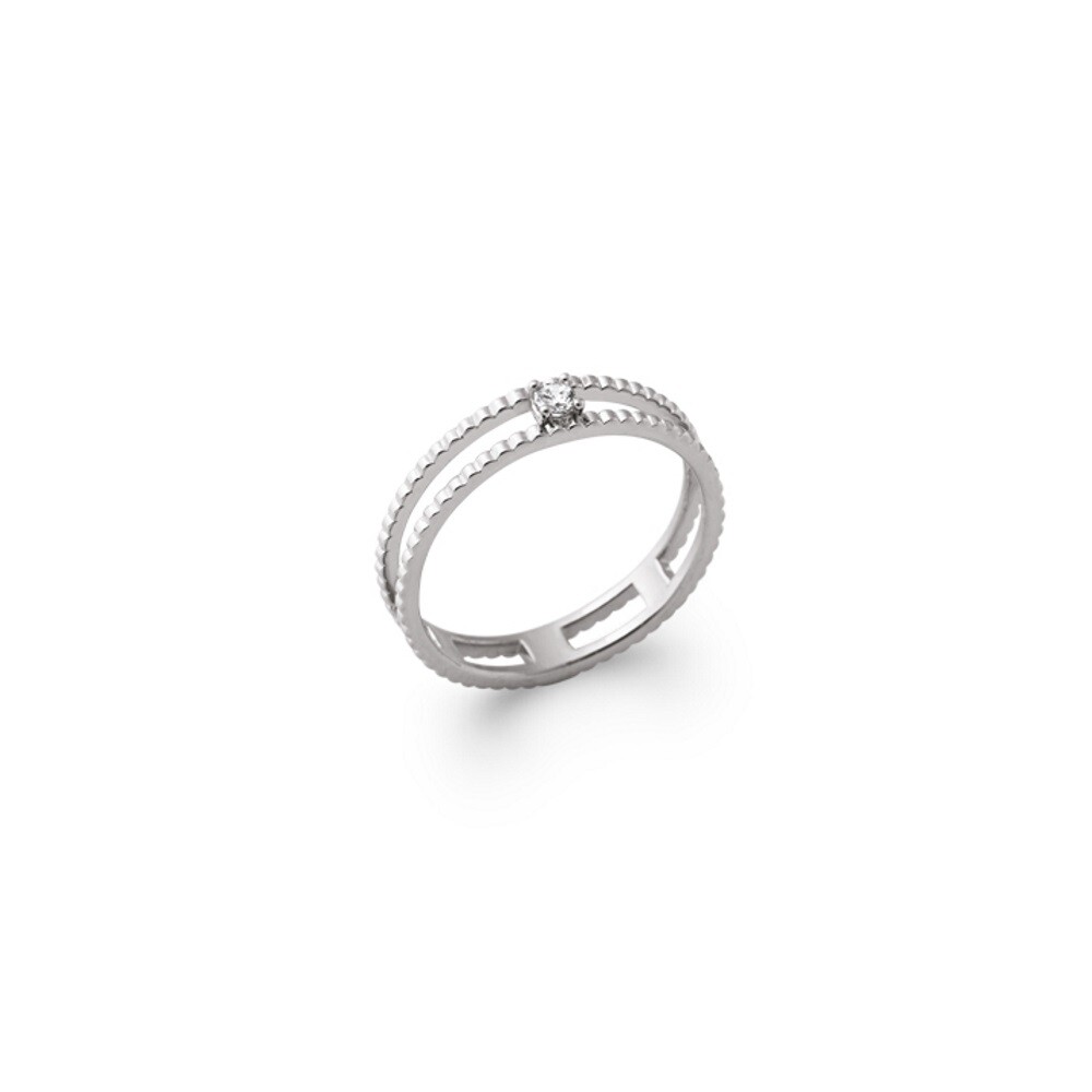Bague double rangs zirconium argent 925 anti-allergie sans nickel pour peaux sensibles