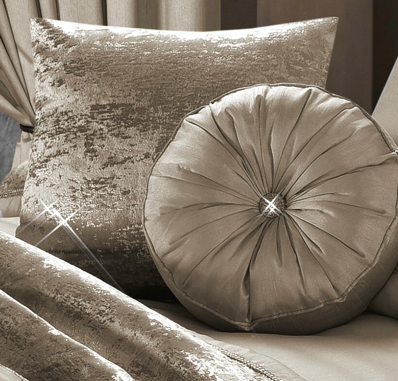 LUXURY Crushed Velvet Diamanté DECORATIVE FILLED CUSHIONS Hollow Fiber