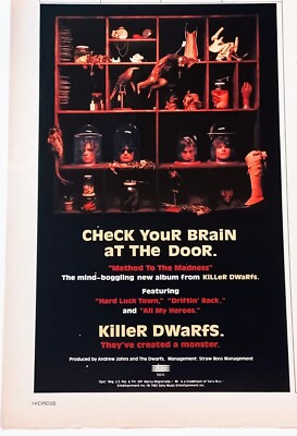 KILLER DWARFS~METHOD TO THE MADNESS~1992 ALBUM PROMO AD ADVERT PINUP CLIPPING