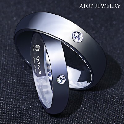 6mm/4mm ATOP Engagement Promise Wedding Tungsten Ring for Women Men