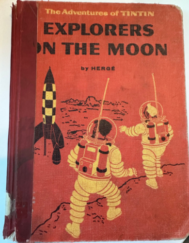 Explorers on the Moon Tintin Library binding Golden Craft 1st 1960 - Photo 1 sur 21