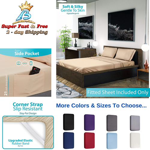 Extra Deep Pocket Fitted Sheet Corner Straps Side Pocket Bed Sheets