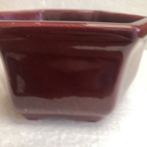 Vintage Haeger 4002 Burgundy USA Pottery Hexagonal 6-Sided Footed Planter Flower - Picture 8 of 17